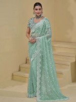 Seafoam Green Pure Banarasi Tuscany Saree